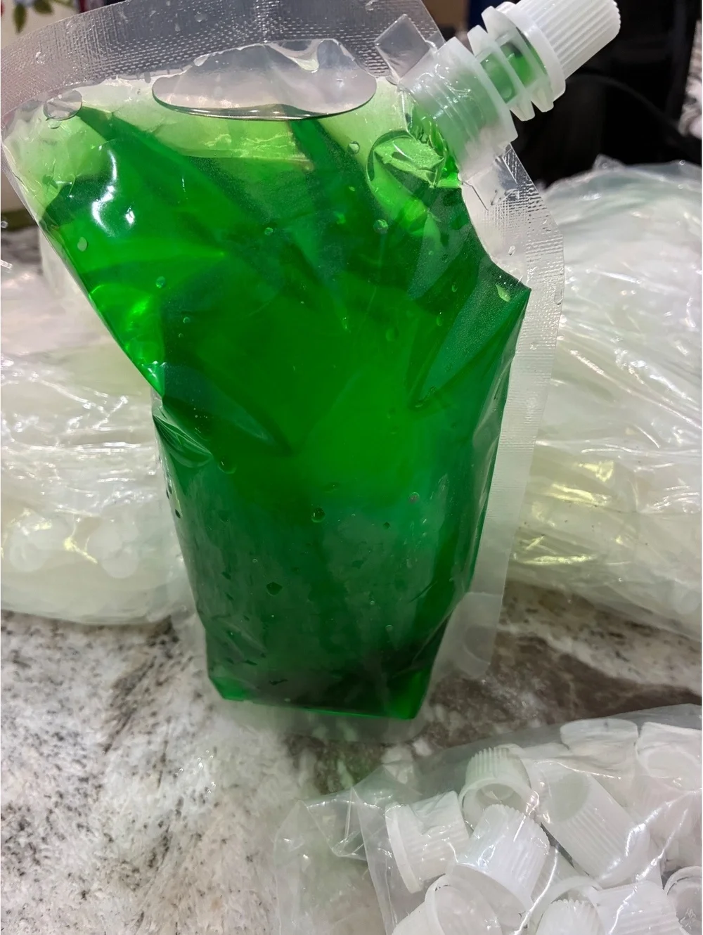 Reusable Clear Plastic Spout Pouch with White Cap - 10 Pack